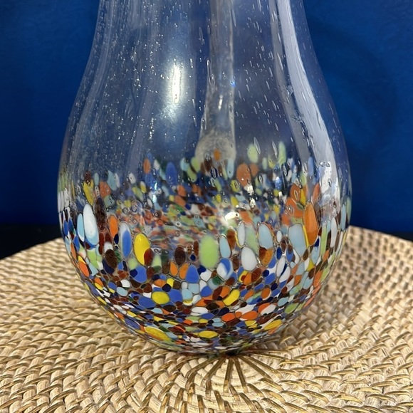 Home Studio Baja Confetti Hand Blown Glass WATER LEMONADE MARGARITA Pitcher - Picture 5 of 7